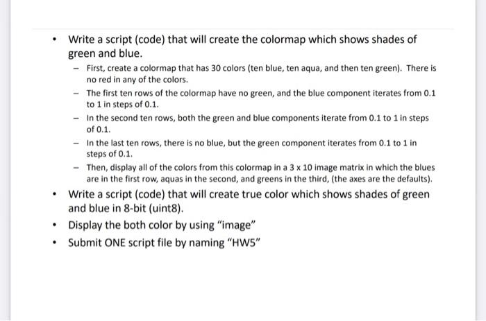- Write a script (code) that will create the colormap | Chegg.com