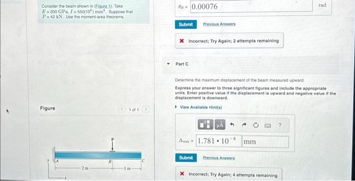 Solved Consider the beam shown in (Figure 1). Take E = 200 | Chegg.com