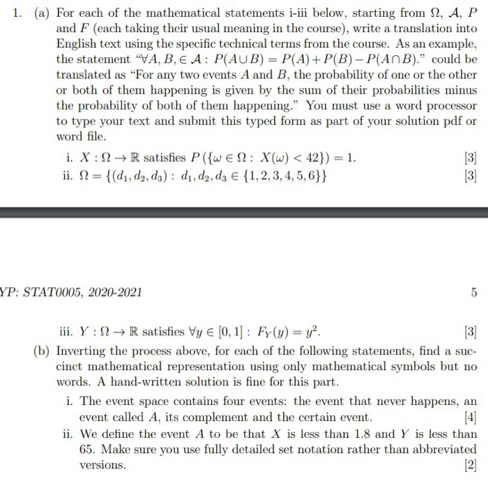 Solved 1. (a) For each of the mathematical statements i-iii | Chegg.com