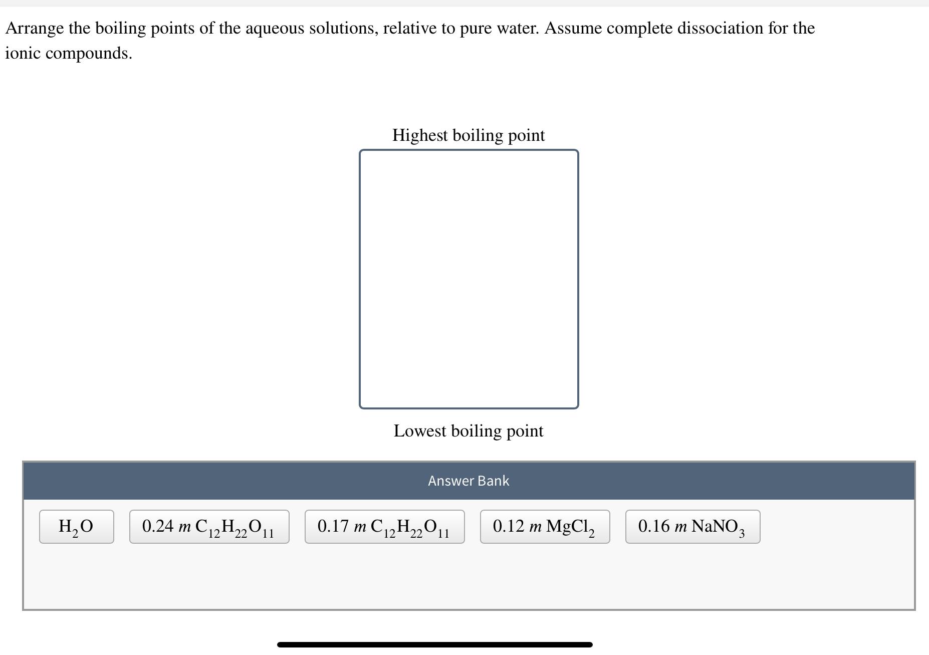 Solved Arrange the boiling points of the aqueous solutions, | Chegg.com