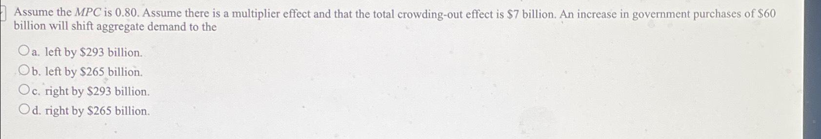 Solved Assume The MPC ﻿is 0.80 . ﻿Assume There Is A | Chegg.com