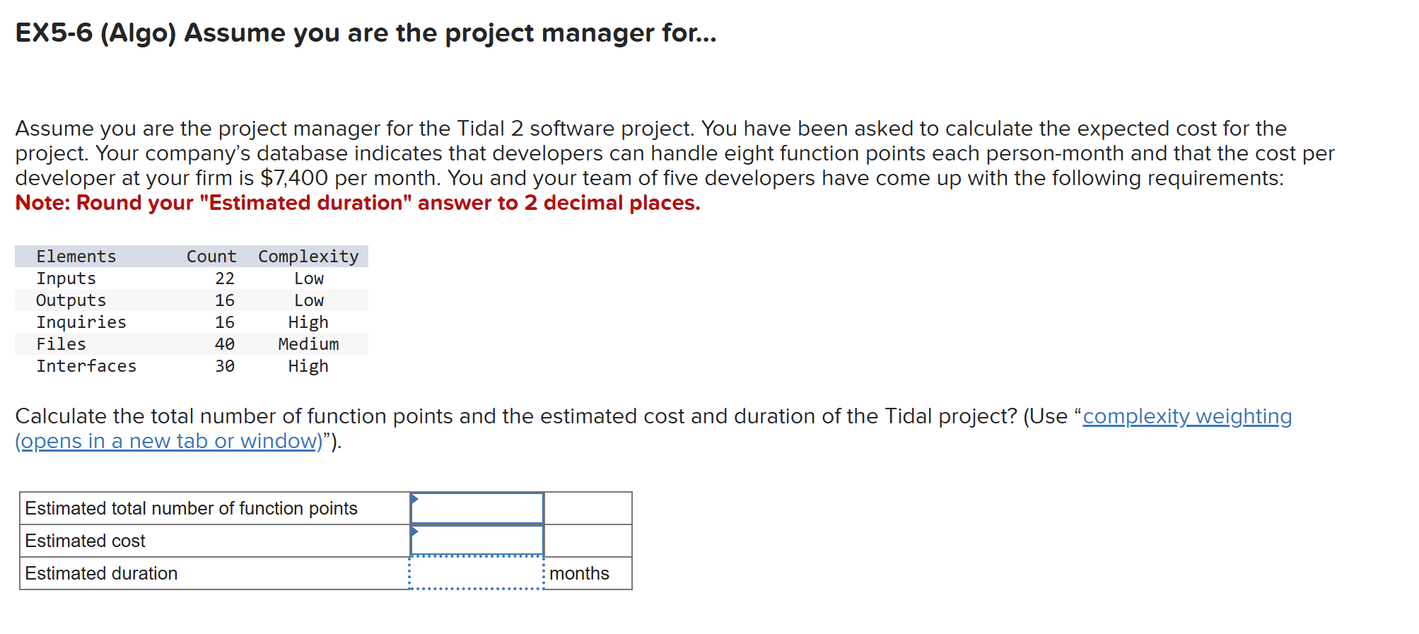 Solved EX5-6 (Algo) ﻿Assume you are the project manager | Chegg.com