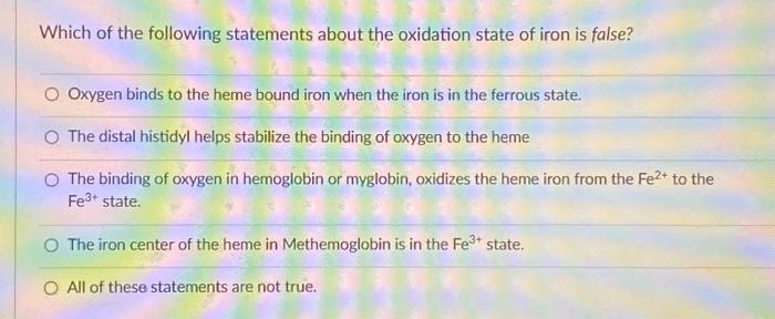 Solved Which of the following statements about the oxidation | Chegg.com