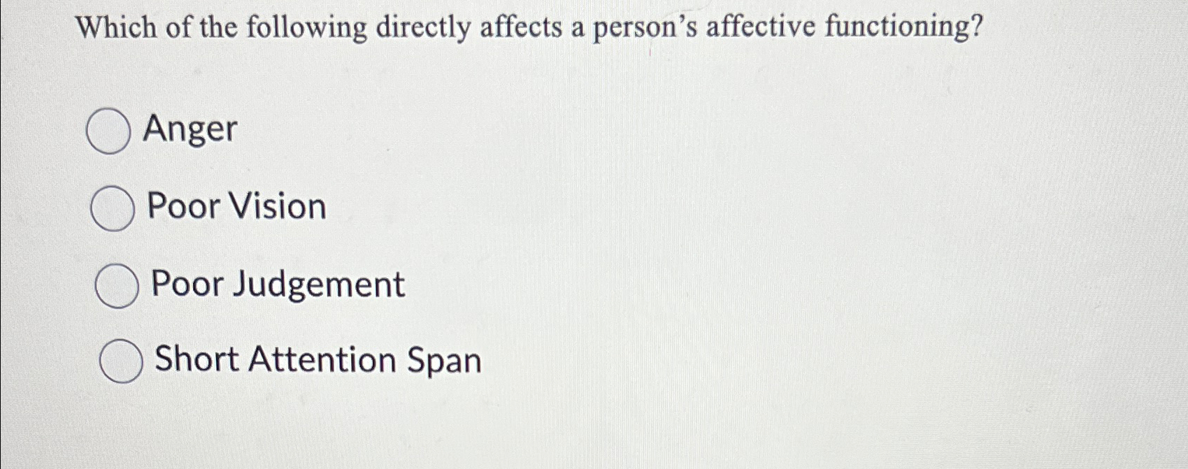 Solved Which of the following directly affects a person's | Chegg.com