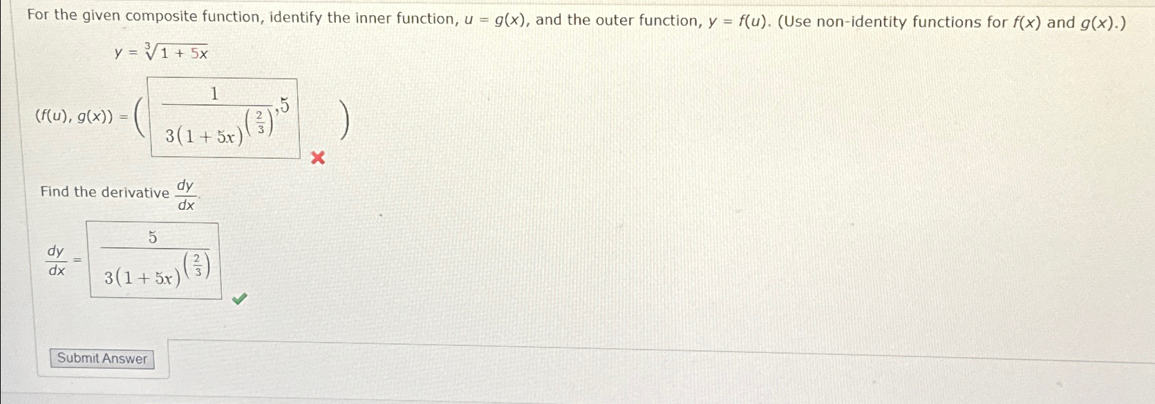 Solved For the given composite function, identify the inner | Chegg.com