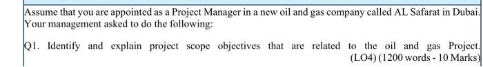 Solved Assume that you are appointed as a Project Manager in | Chegg.com