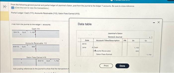 K From the following general journal and partial | Chegg.com