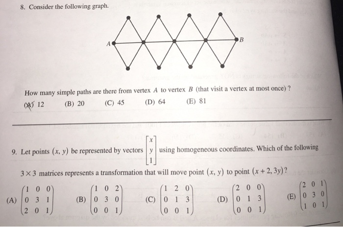 Solved 8 Consider The Following Graph How Many Simple P