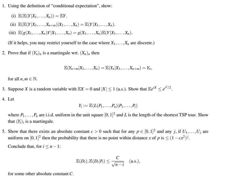 1 Using The Definition Of Conditional Expectatio Chegg Com