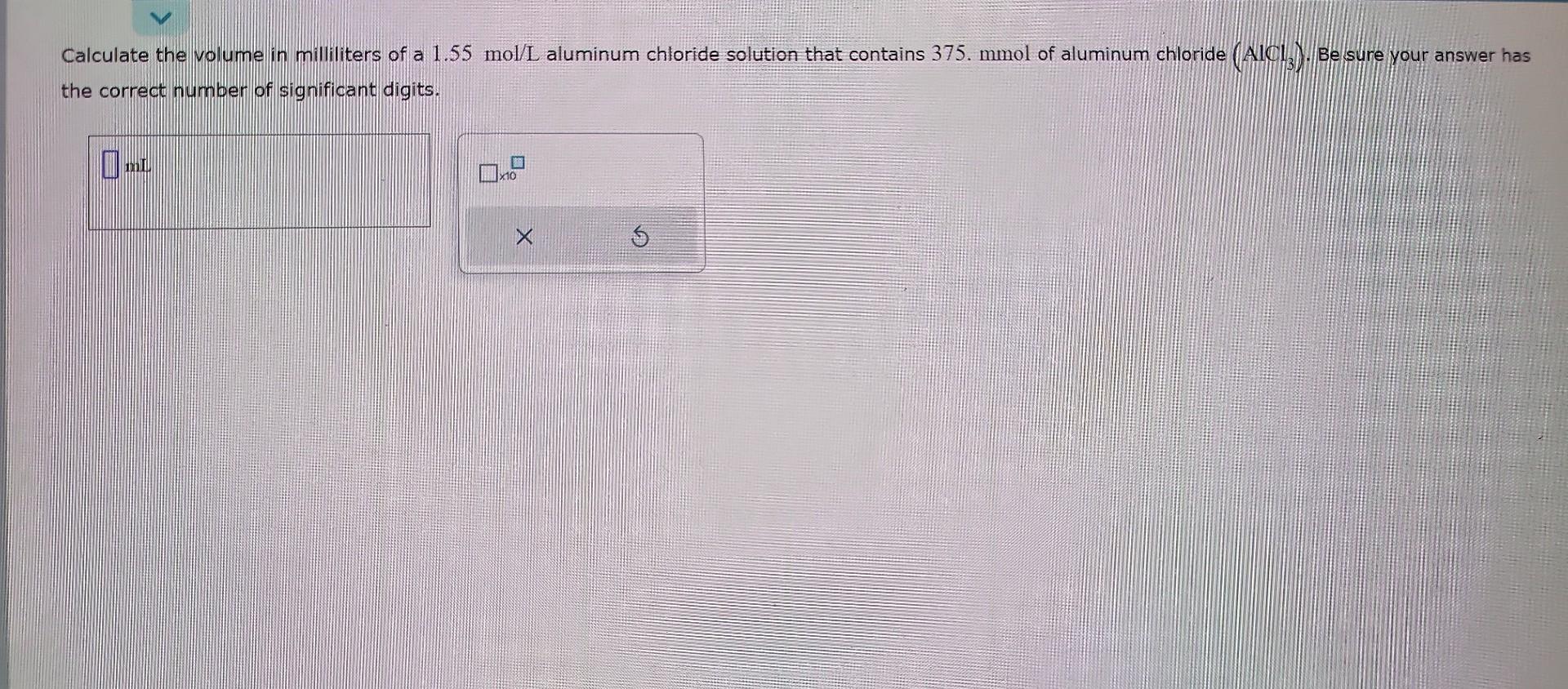 Solved Calculate the volume in milliliters of a 1.55 mol/L | Chegg.com