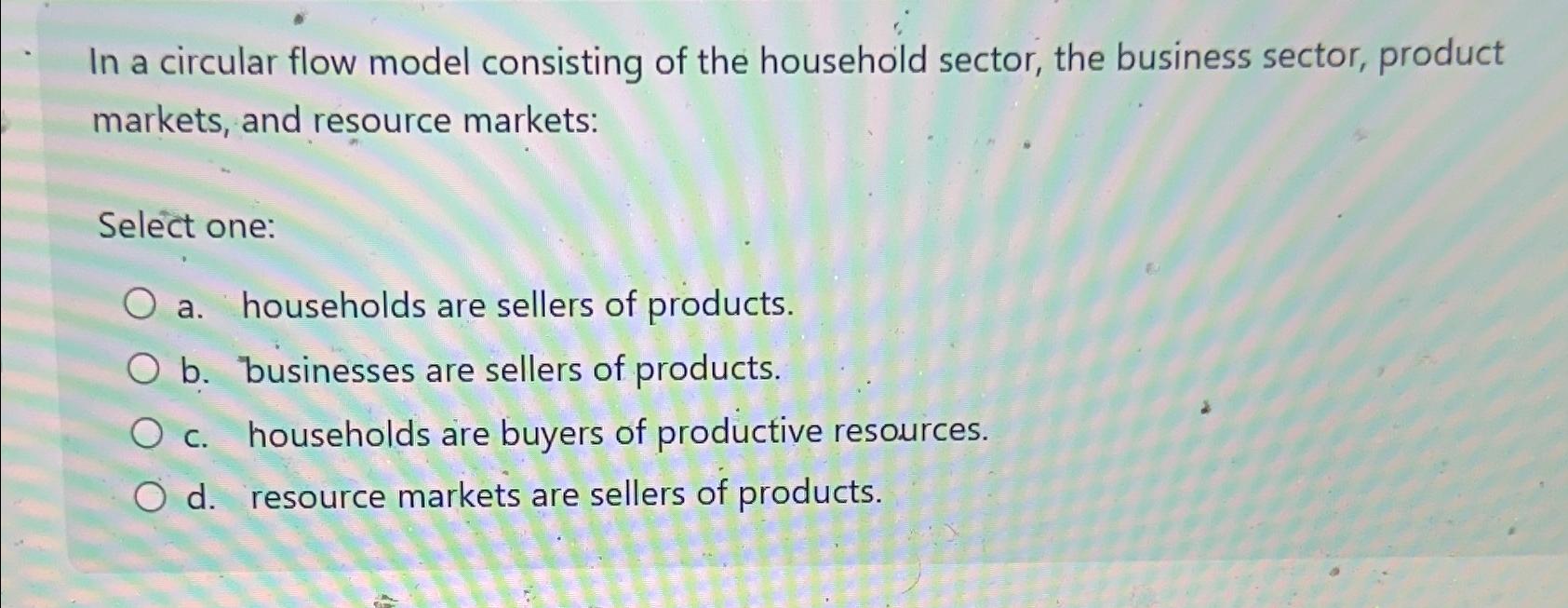 Solved In A Circular Flow Model Consisting Of The Household Chegg Com   Image