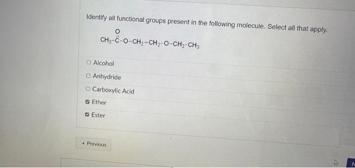 [Solved]: Identify all functional groups present in the fol