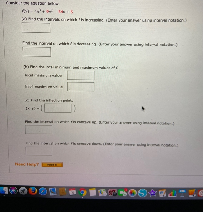 Solved Consider The Equation Below F X 4x3 9x2 54x