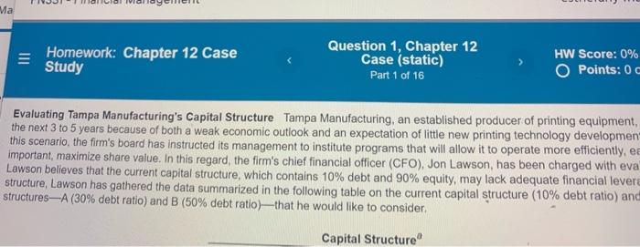 Solved Ma Homework: Chapter 12 Case Study Question 1, | Chegg.com