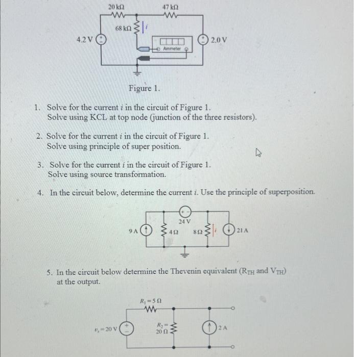 Solved Figure 1. 1. Solve For The Current I In The Circuit | Chegg.com