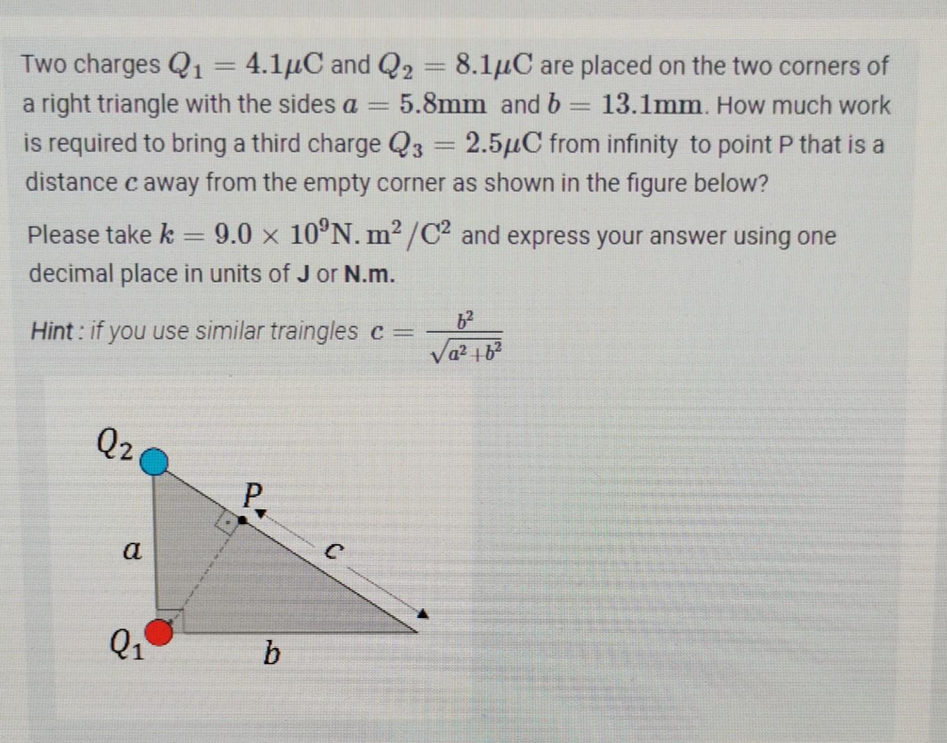 Solved Two charges Q1=4.1μC and Q2=8.1μC are placed on the | Chegg.com