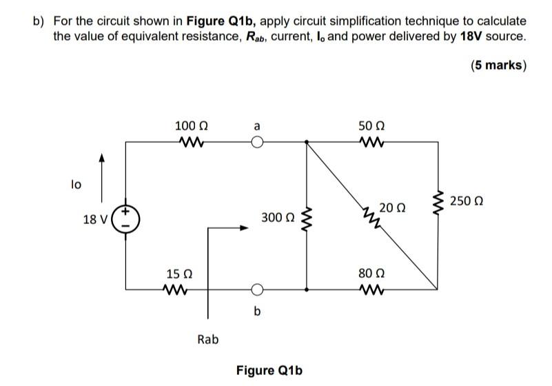 Solved B) For The Circuit Shown In Figure Q1b, Apply Circuit | Chegg.com