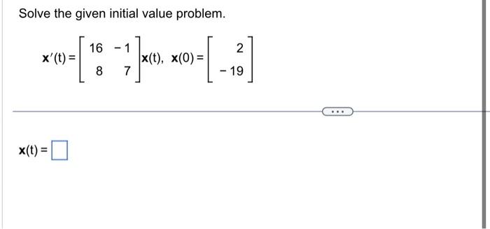 Solved Solve the given initial value problem. | Chegg.com