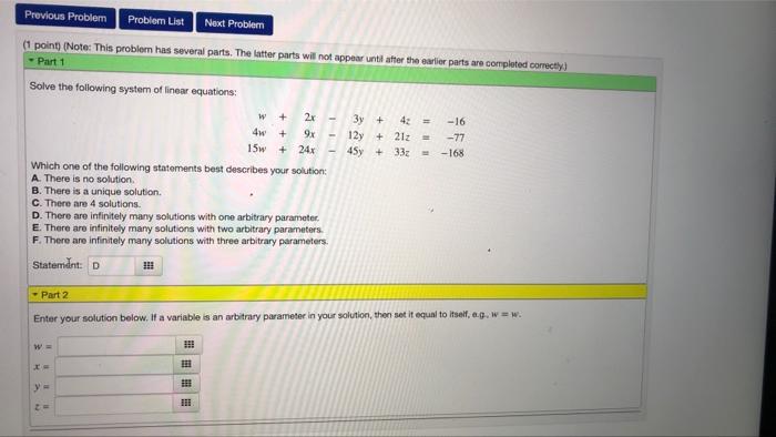 Solved Next Problem Previous Problem Problem List (1 point) | Chegg.com