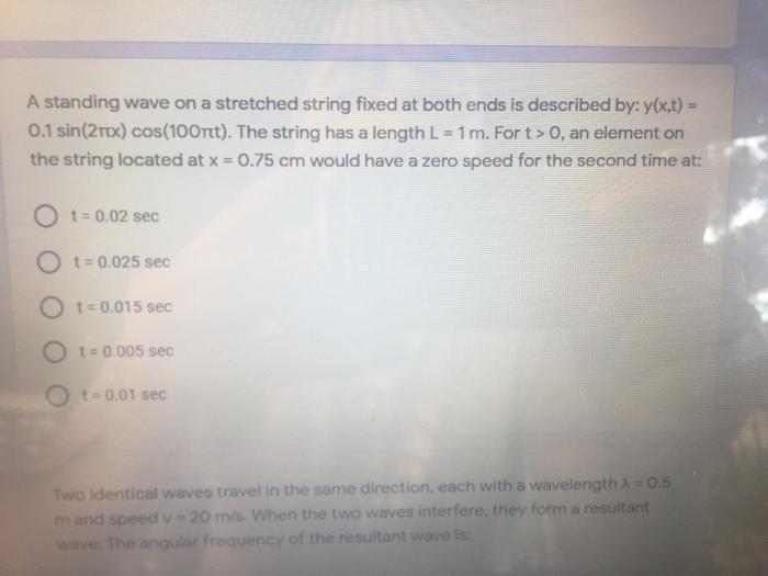 Solved A standing wave on a stretched string fixed at both | Chegg.com
