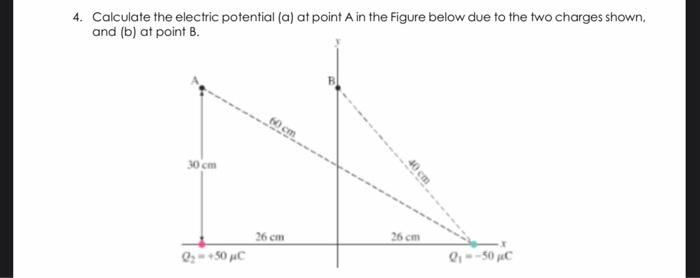 Solved 4. Calculate the electric potential (a) at point A in | Chegg.com