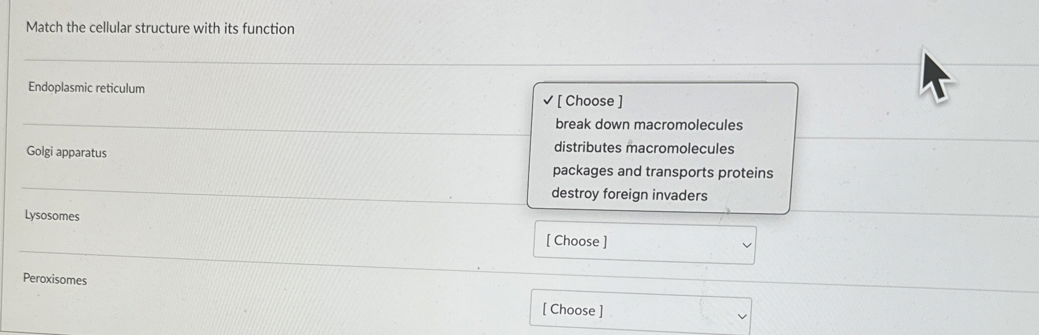 Solved Match the cellular structure with its | Chegg.com
