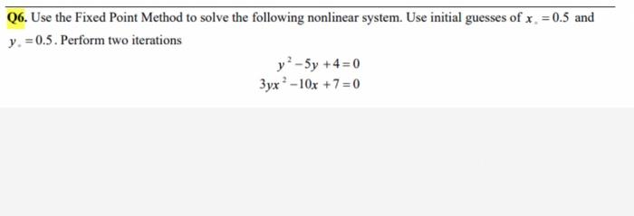 Solved Q6. Use the Fixed Point Method to solve the following | Chegg.com