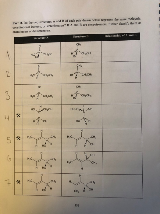 Solved Part D. Do The Two Structures A And B Of Each Pair | Chegg.com