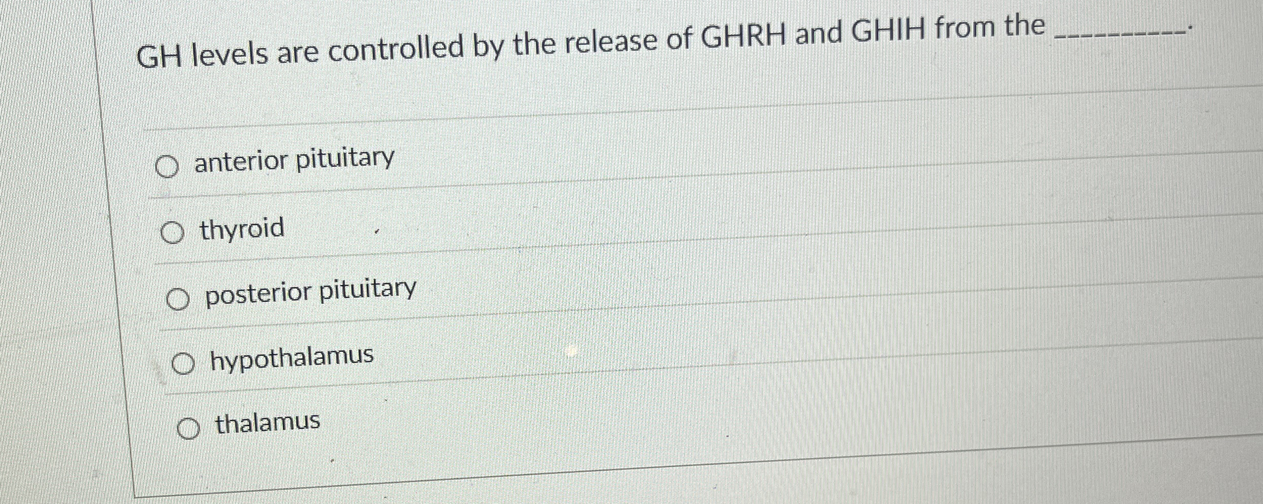 Solved GH levels are controlled by the release of GHRH and | Chegg.com