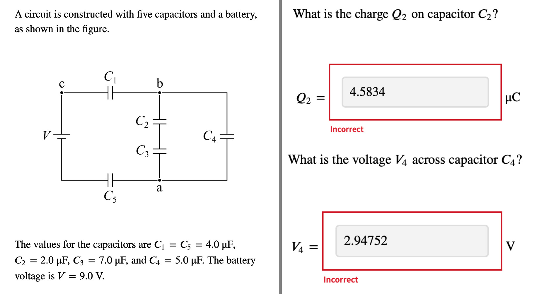 Solved A circuit is constructed with five capacitors and a