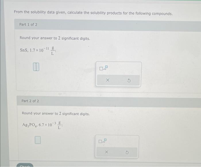 Solved From The Solubility Data Given, Calculate The | Chegg.com