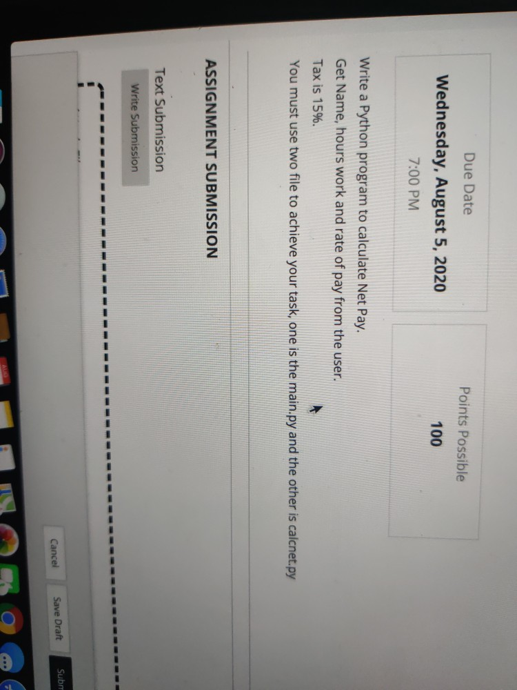 Solved Due Date Points Possible 100 Wednesday, August 5, | Chegg.com