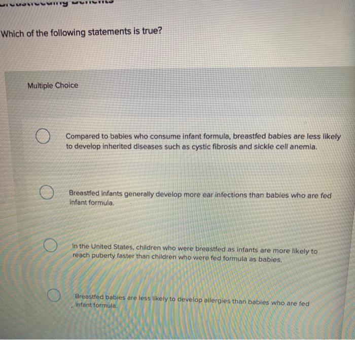Solved Which of the following statements is true? Multiple | Chegg.com
