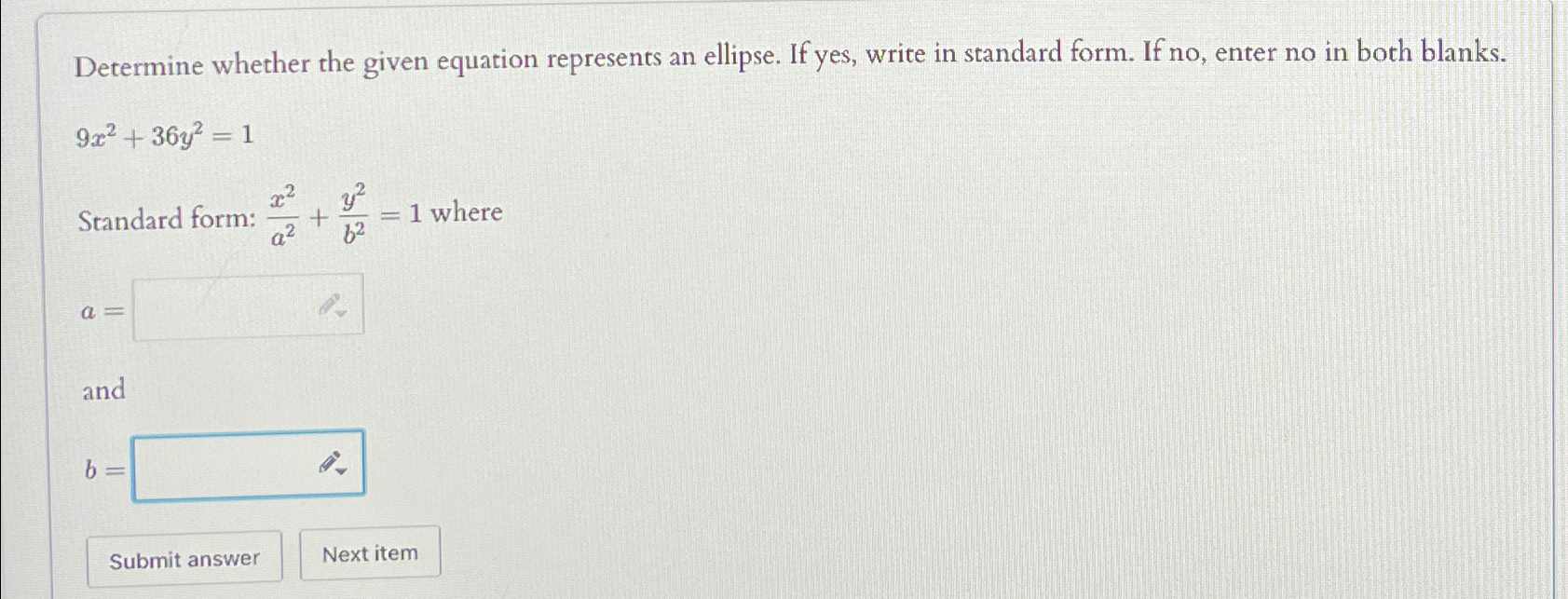 Solved Determine whether the given equation represents an | Chegg.com