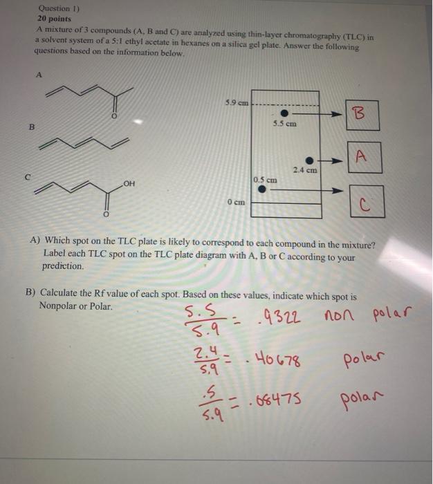 Solved 8. A mixture of 3 compounds (A,B and C) is analysed