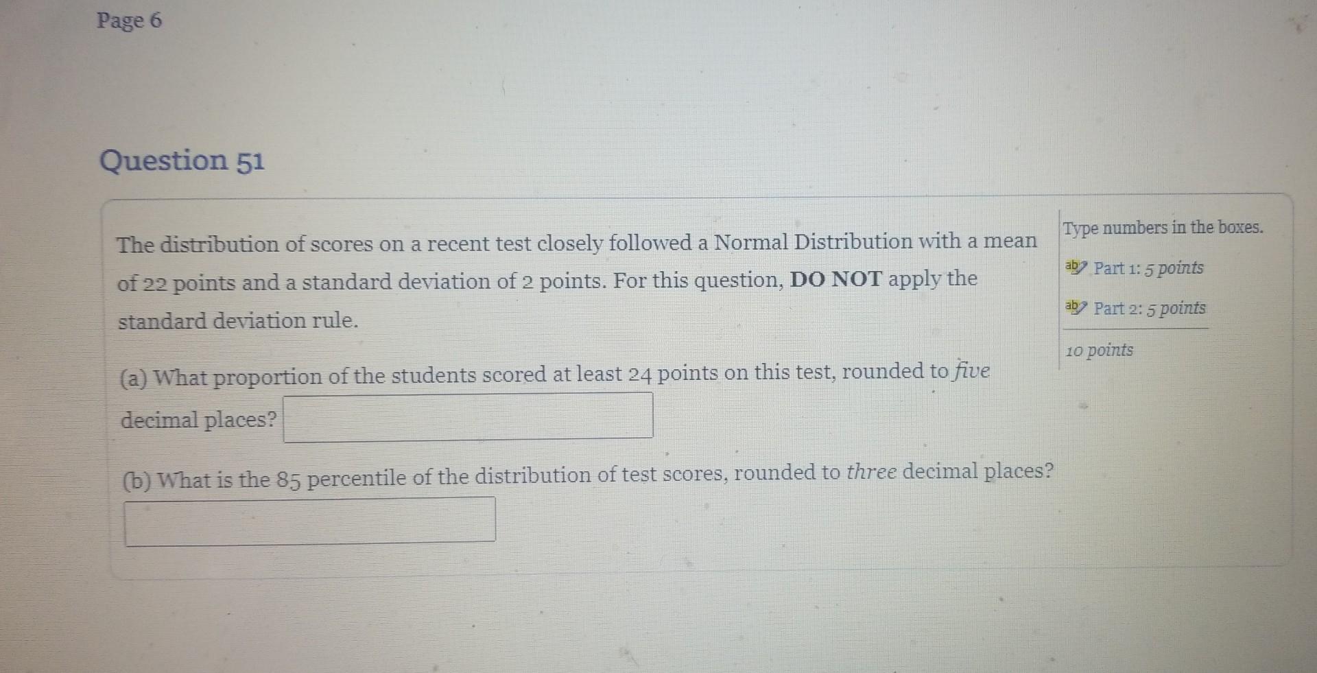 Solved The distribution of scores on a recent test closely | Chegg.com