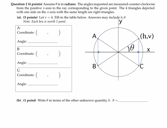 Solved Question 2 (4 points) Assume 0 is in radians. The | Chegg.com