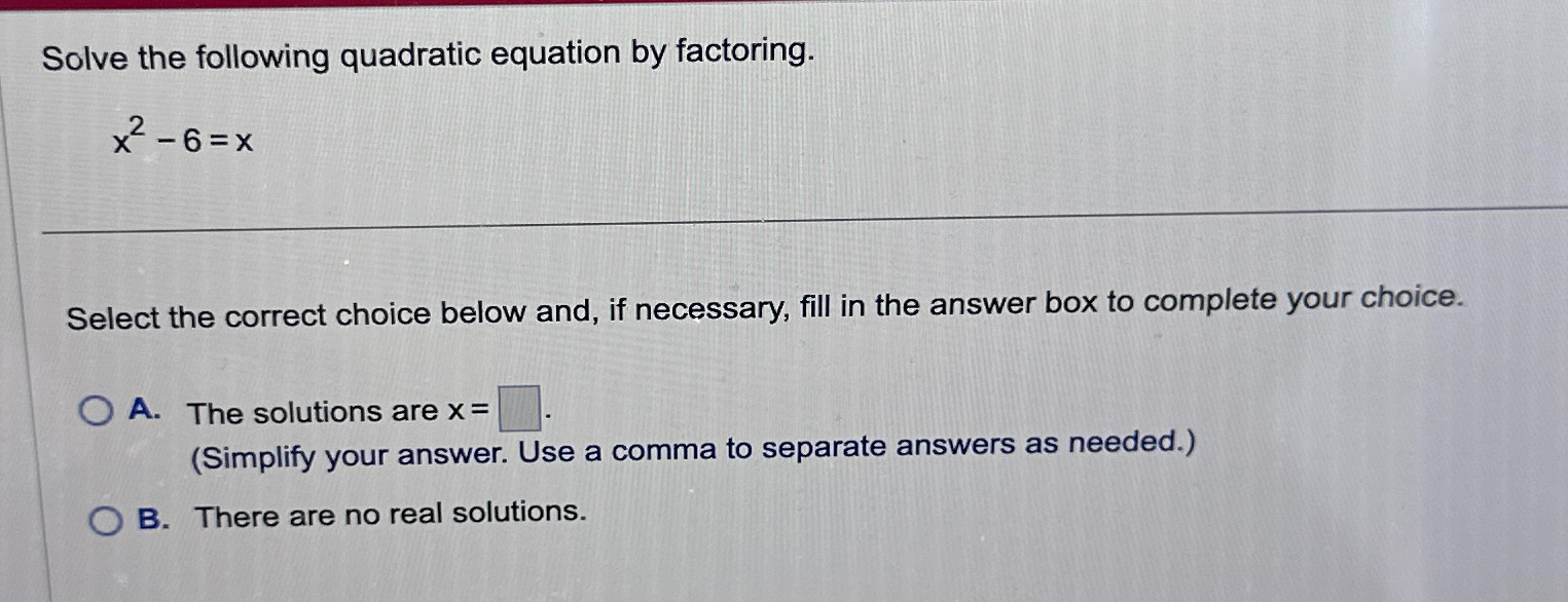 Solved Solve the following quadratic equation by | Chegg.com