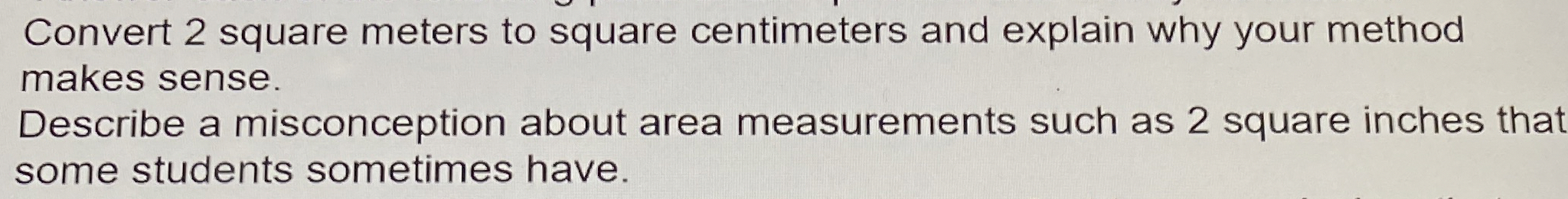 Solved Describe a misconception about area measurements such | Chegg.com