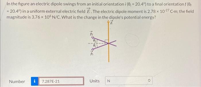 Solved In the figure an electric dipole swings from an | Chegg.com