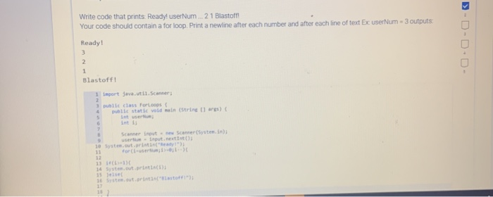 Write Code That Prints Ready Usernum 21 Blastoff Chegg 