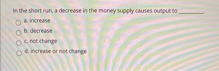 Solved In the short run, a decrease in the money supply | Chegg.com