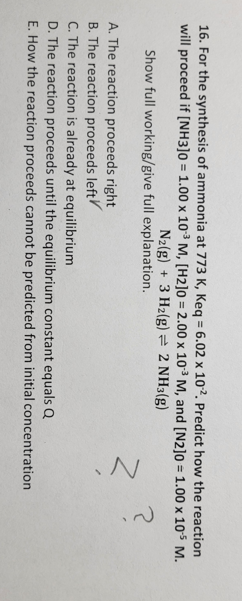 Solved For the synthesis of ammonia at 773K,Keq=6.02×10-2. | Chegg.com