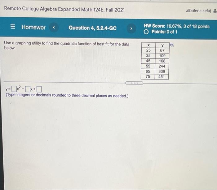 Remote College Algebra Expanded Math 124E, Fall 2021