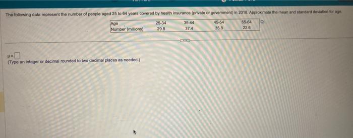 Solved (Type an integer or decimal rounded to two decimal | Chegg.com