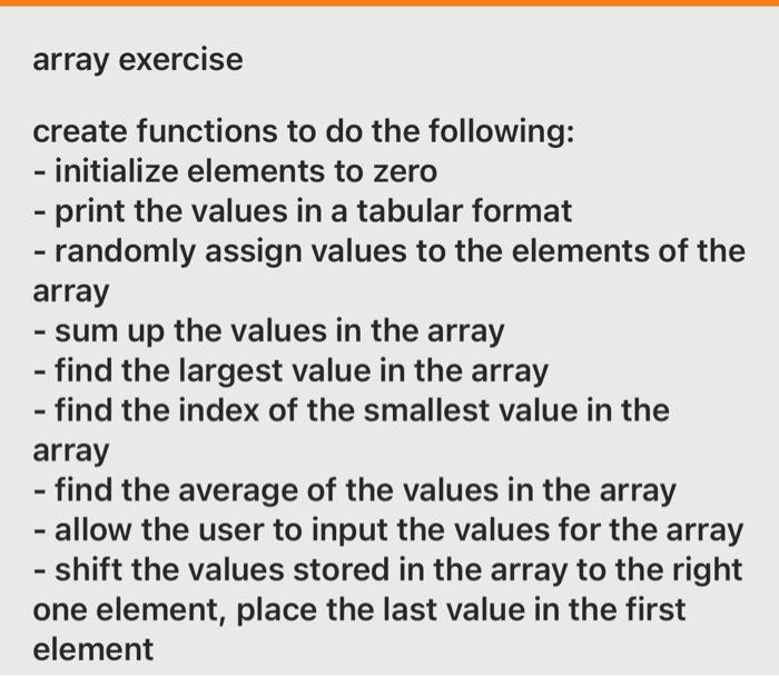 Solved array exercise create functions to do the following: | Chegg.com