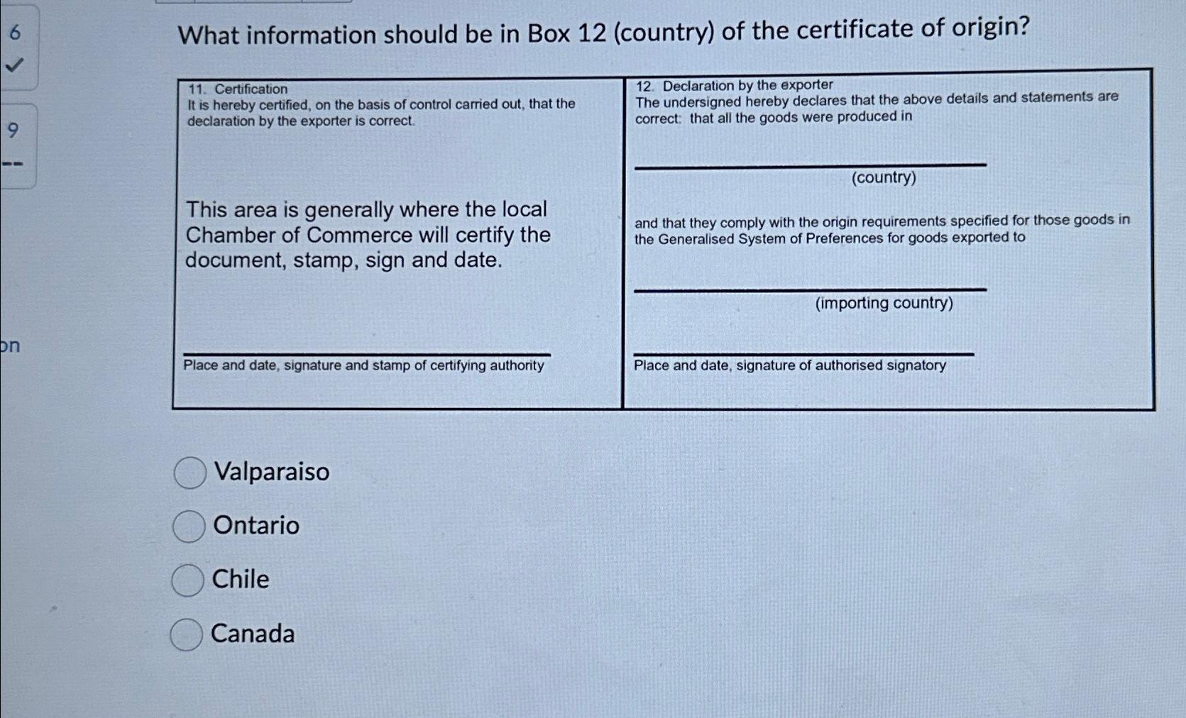 Solved What information should be in Box 12 (country) ﻿of | Chegg.com