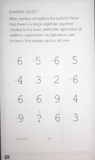 Solved Question ng. 02What number completes the pattern? | Chegg.com