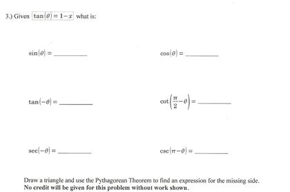 Solved Given What Is Sin Theta Cos Theta Chegg Com