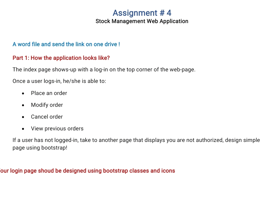 Solved Assignment # 4Stock Management Web ApplicationA word | Chegg.com